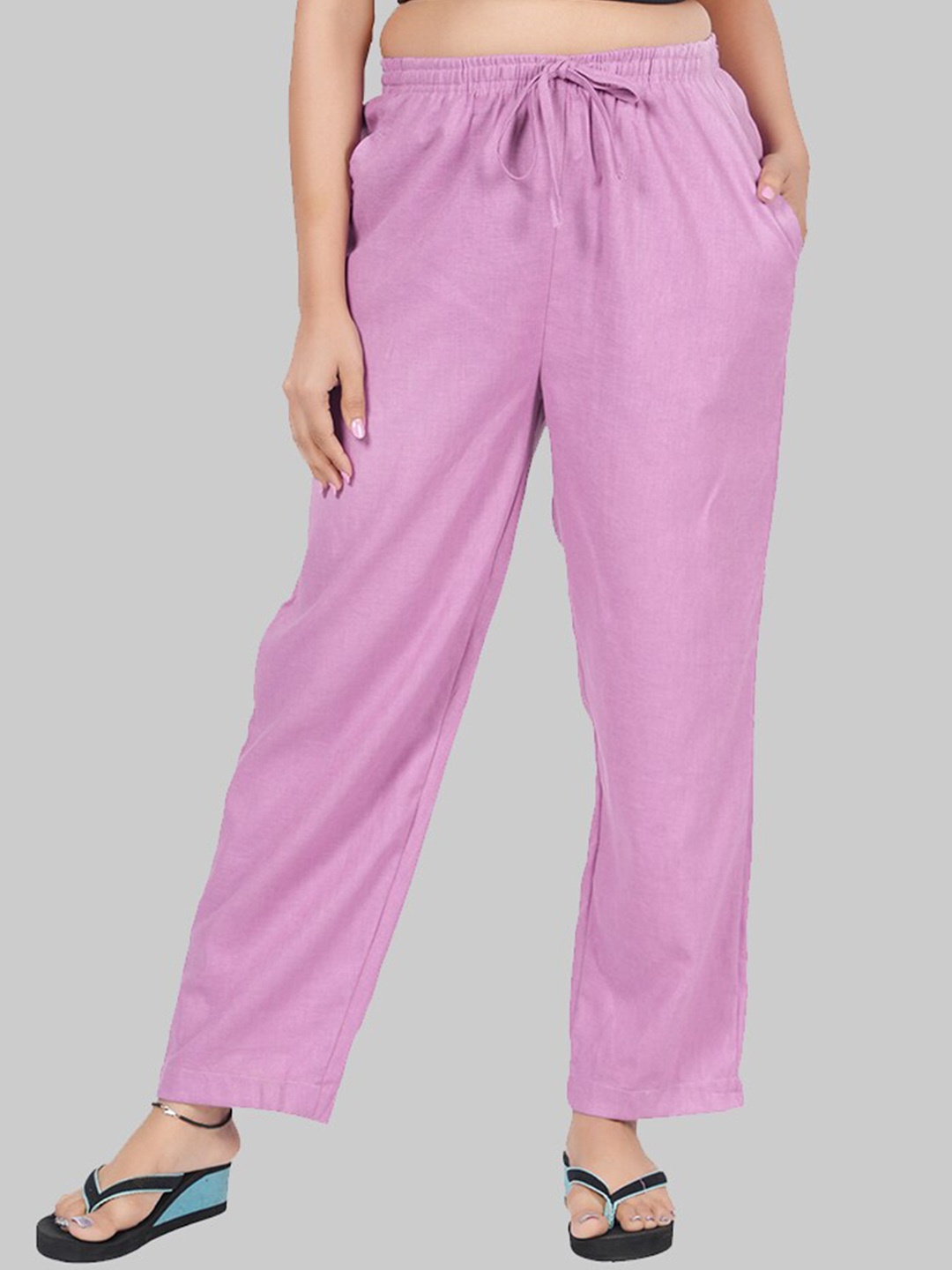 

Style Shoes Women Mid-Rise Linen Lounge Pants, Purple