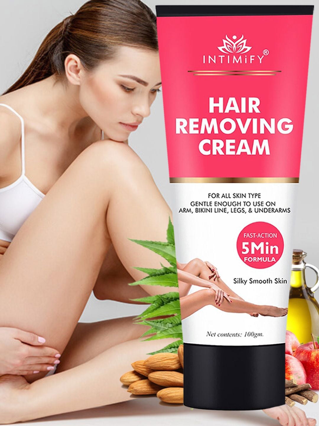 

INTIMIFY Hair Removal Cream With Neem & Almond - 100g, White