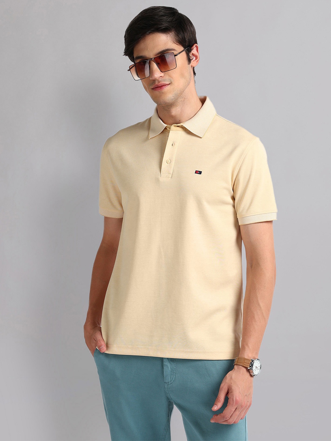 

AD By Arvind Men Polo Collar Slim Fit T-shirt, Beige