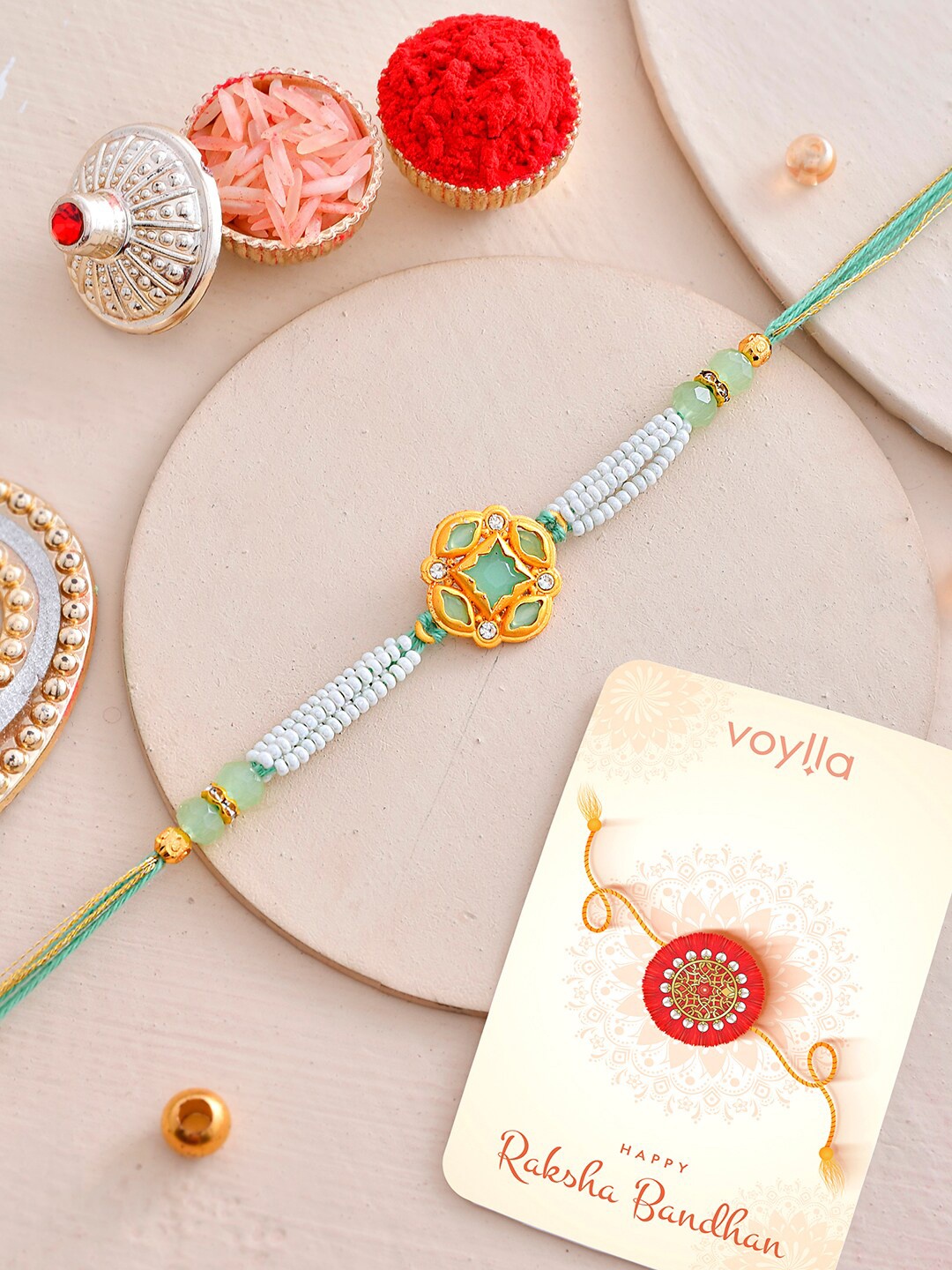 

Voylla Pearls Beaded Rakhi, Gold