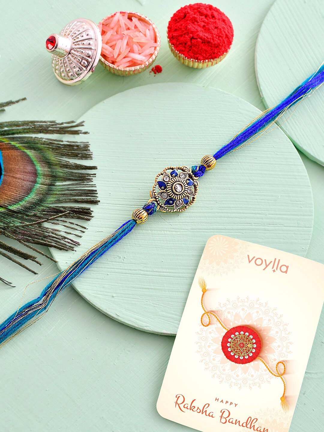 

Voylla Men Enamelled Thread Rakhi, Blue