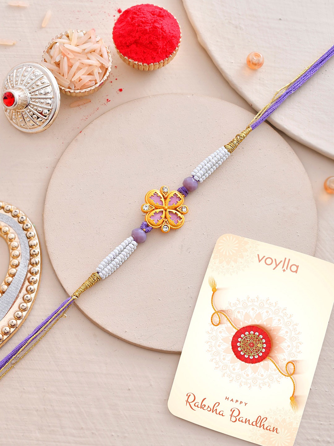 

Voylla Men Floral Motif Rakhi, Purple