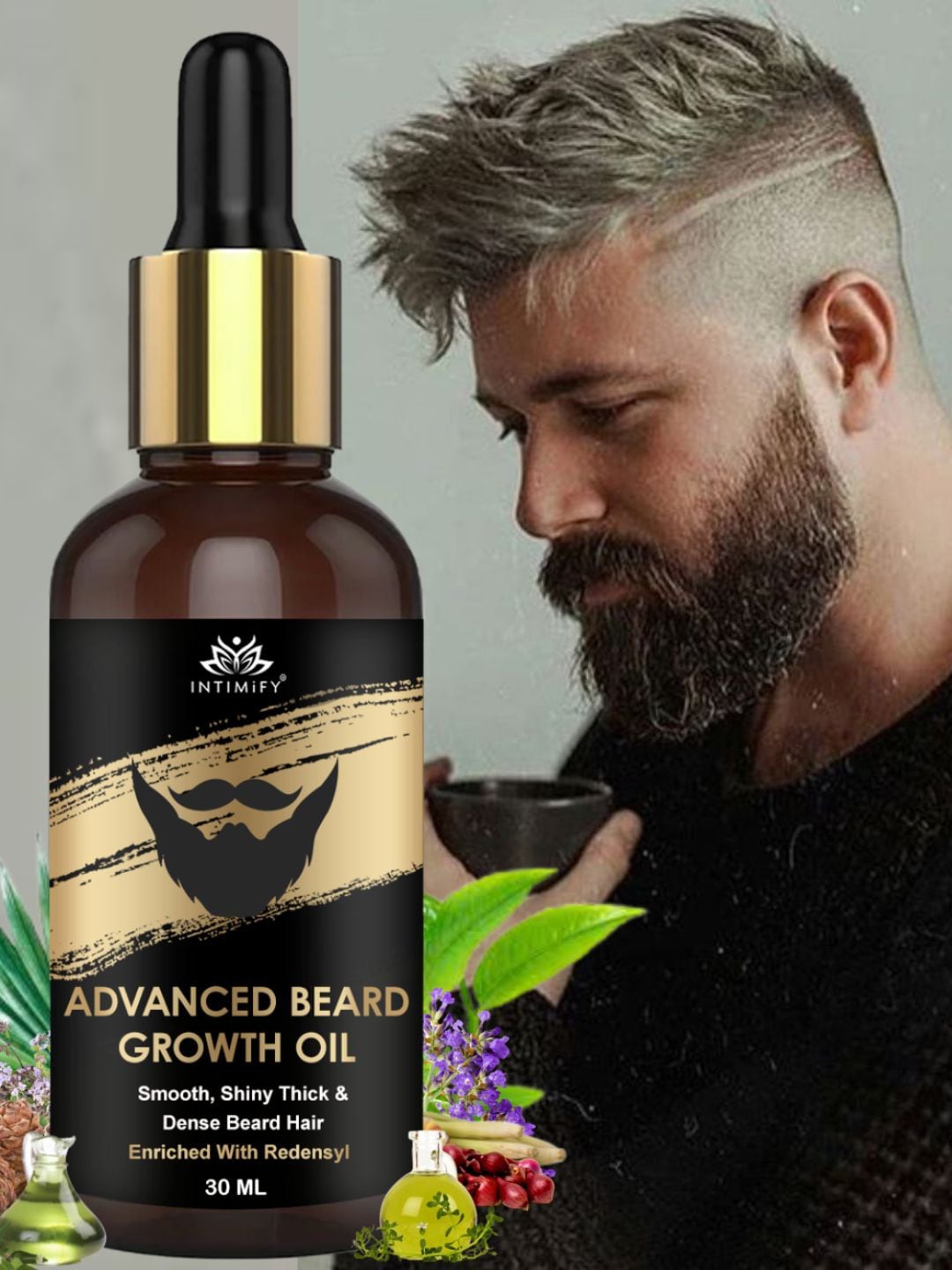 

INTIMIFY Advanced Beard Growth Oil With Redensyl - 30ml, Brown