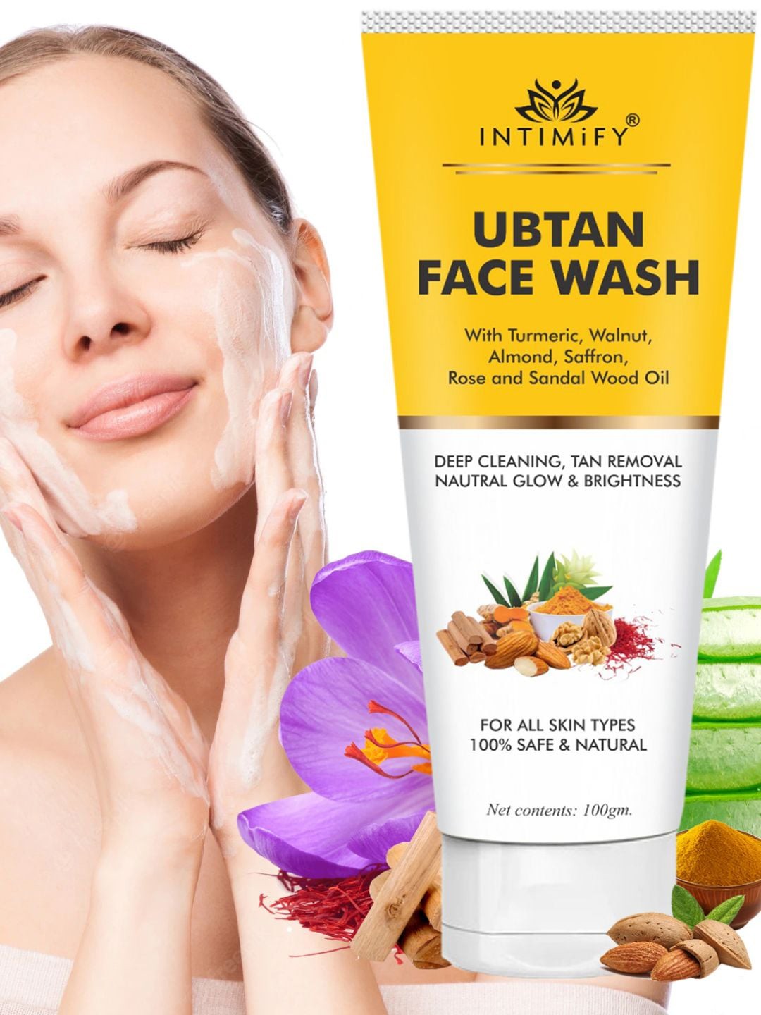 

INTIMIFY Ubtan Face Wash For Deep Cleaning & Tan Removal - 100ml, Yellow