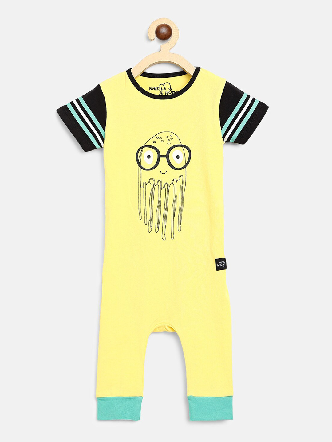 

Whistle & Hops Infants Printed Organic Cotton Rompers, Yellow