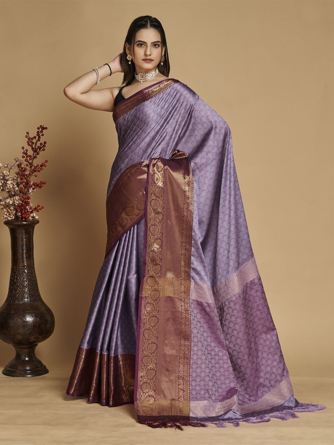 

Mitera Woven Design Banarasi Zari Saree, Purple