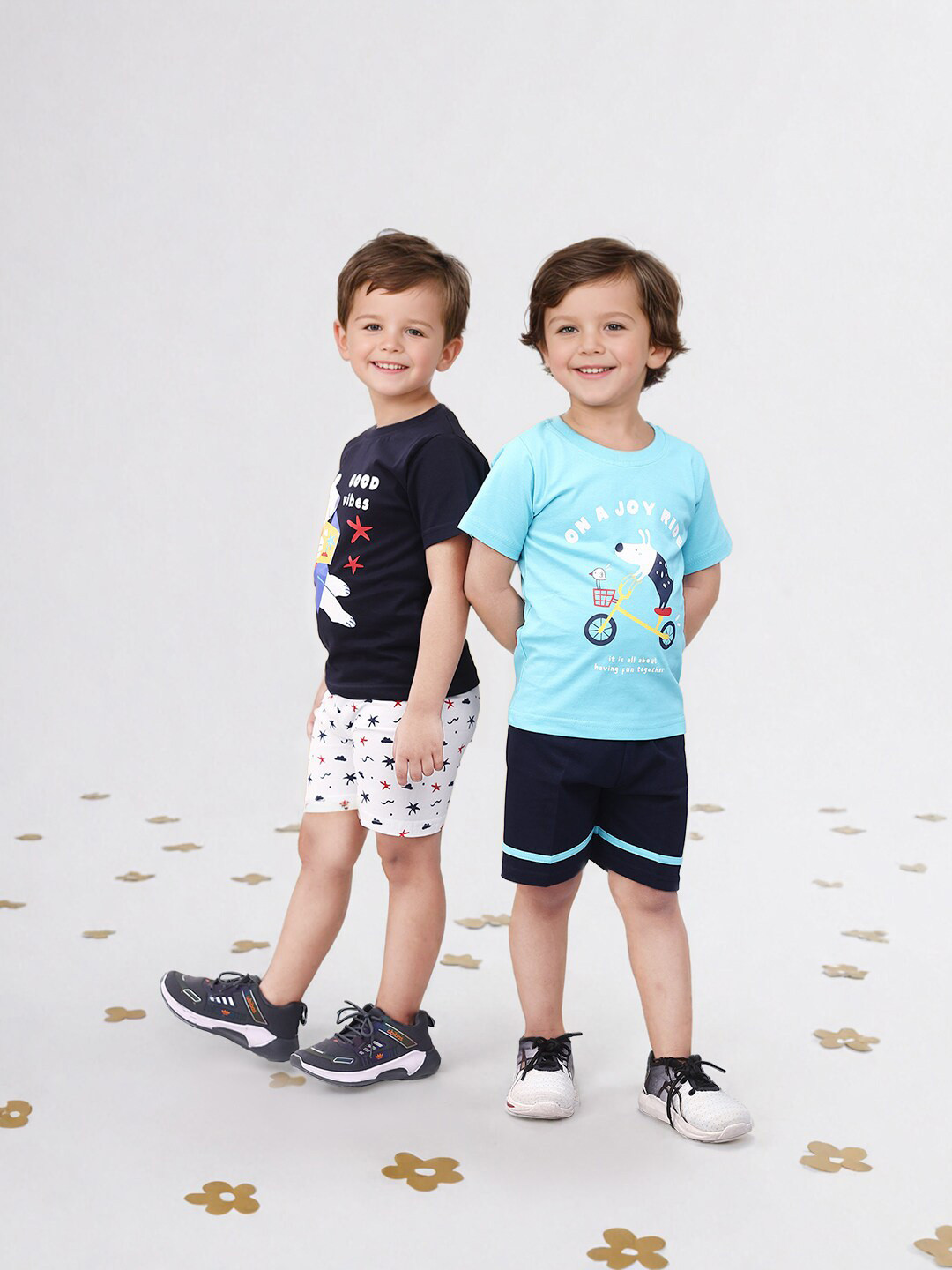 

Toonyport Boys Boys Pack Of 2 Graphic Printed T Shirt With Shorts, Blue