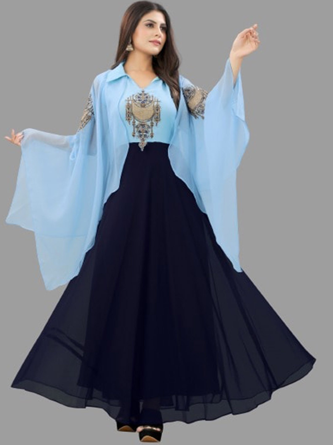 

Fashionuma Abstract Printed Maxi Gown, Blue