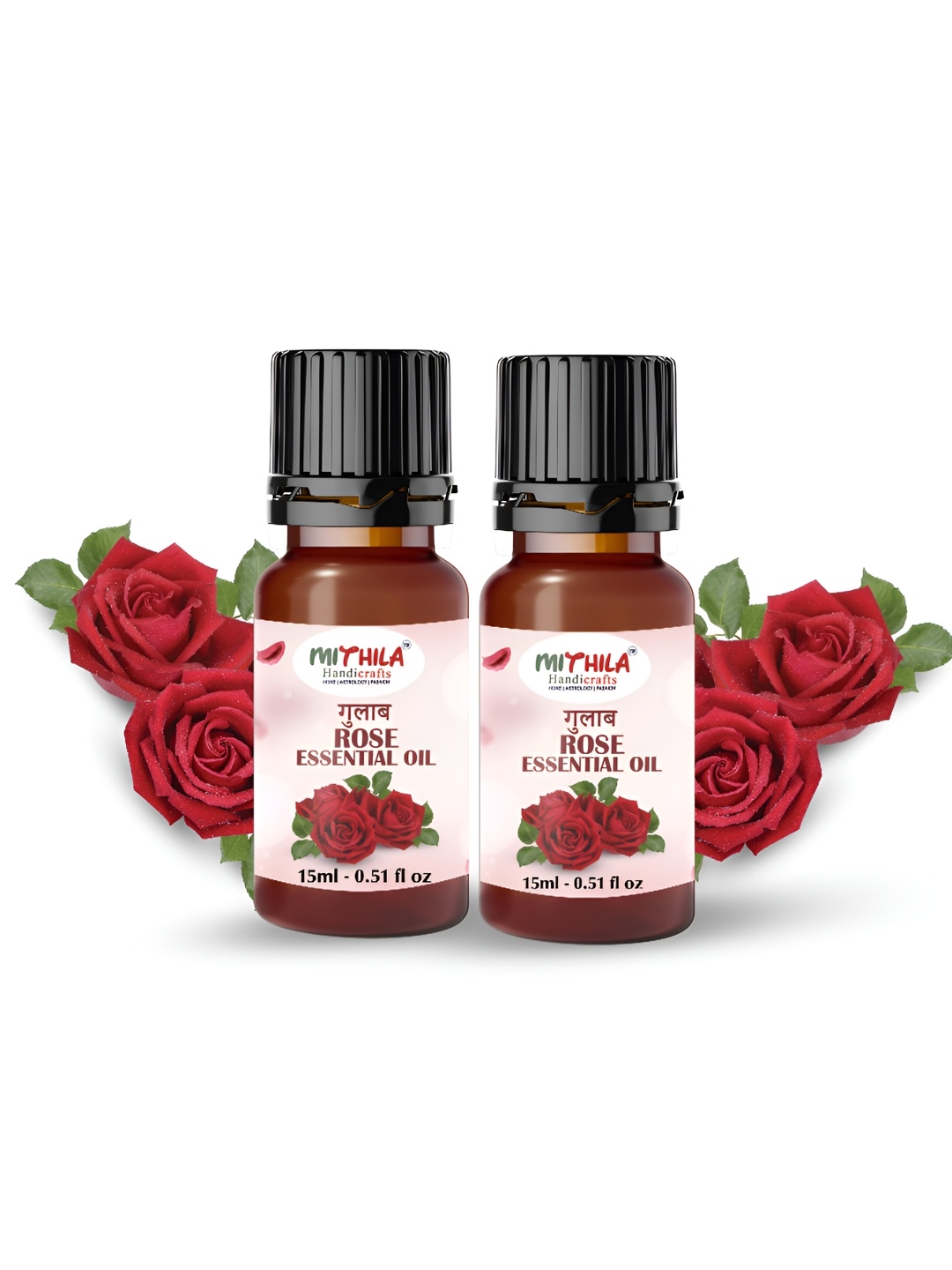 

MITHILA Handicrafts Set Of 2 Rose Essential Oil - 15ml each, Red