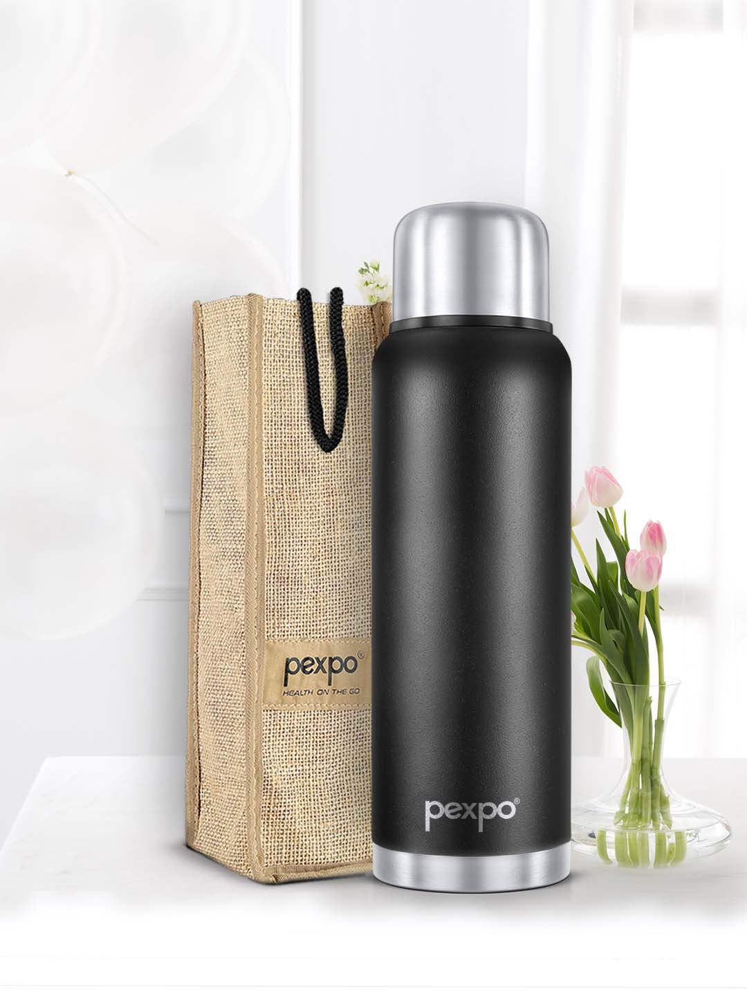 

Pexpo FLAMINGO ISI Certified Thermosteel 1.5L Hot & Cold Black Insulated Bottle
