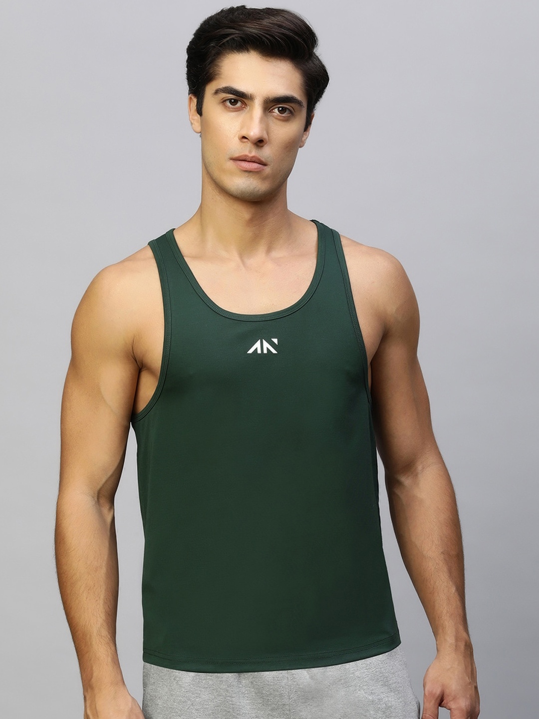 

AESTHETIC NATION Ribbed Sleeveless Gym Innerwear Vest HYRB-STR-FGRN, Green