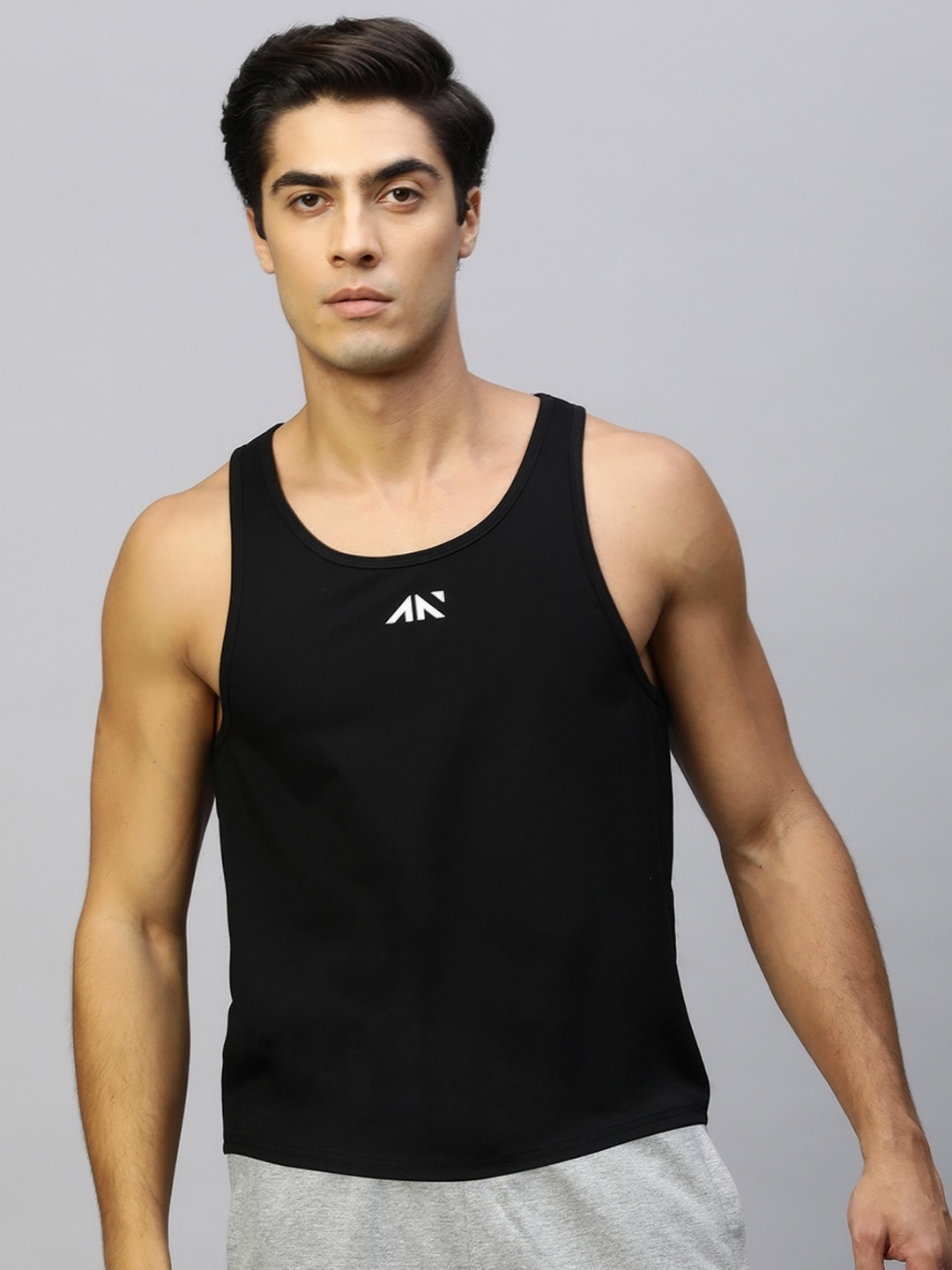 

AESTHETIC NATION Ribbed Sleeveless Gym Innerwear Vest HYRB-STR-BLK, Black
