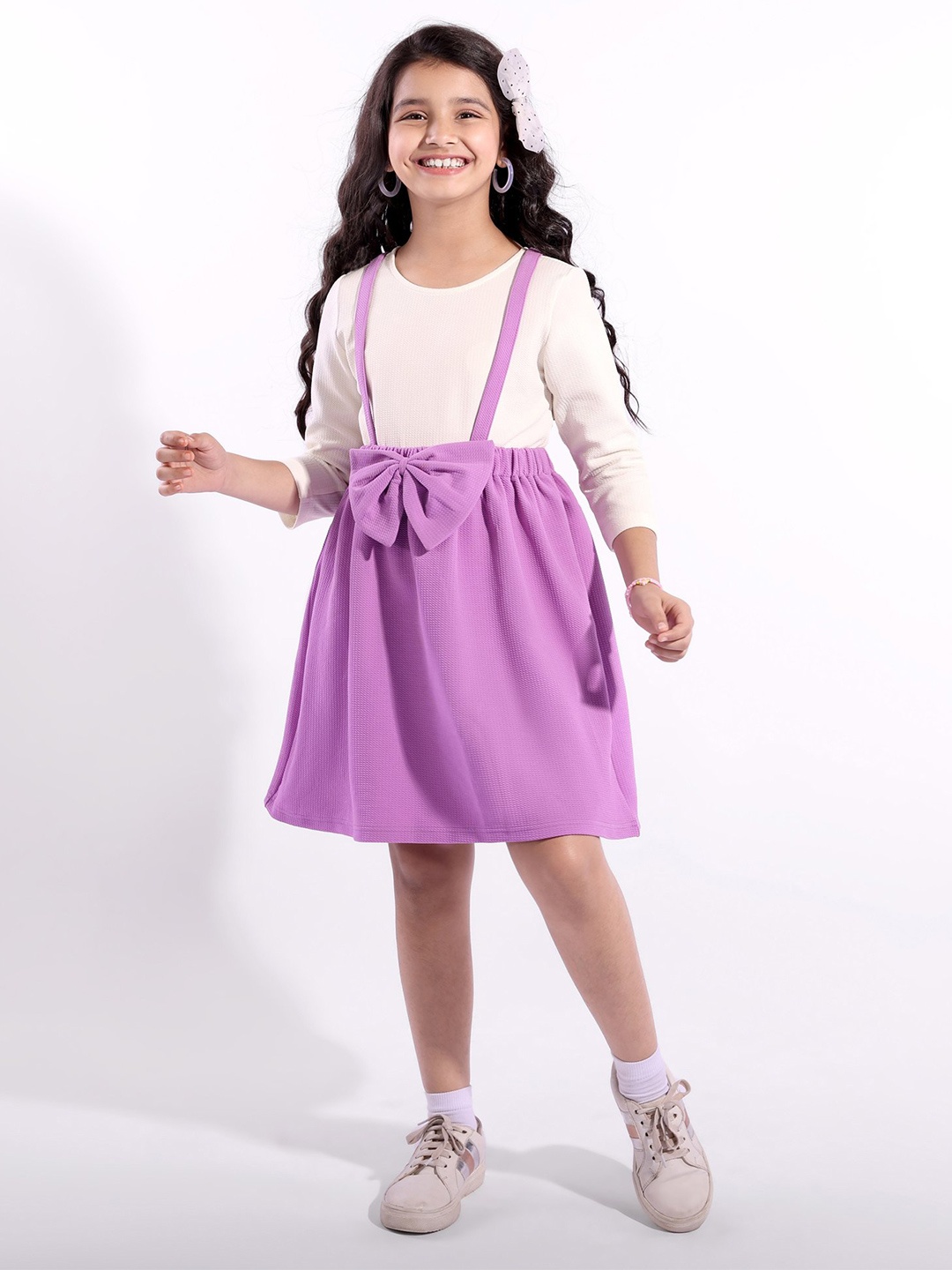 

Hola Bonita Girls Colourblocked Fit & Flare Dress, Lavender