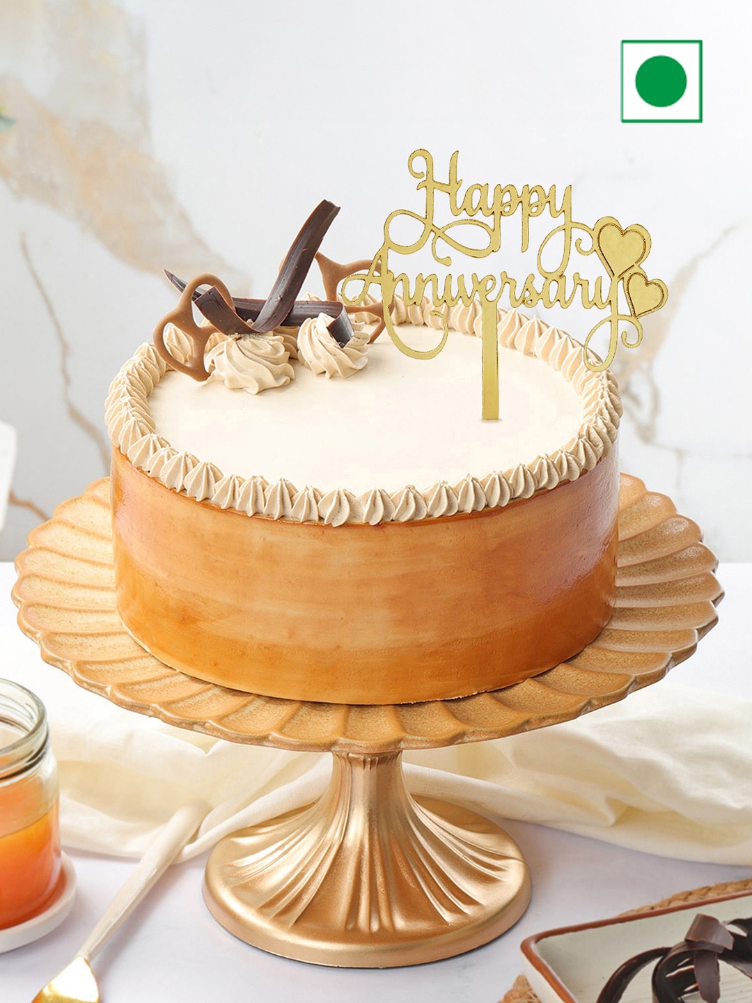 

IGP Caramel Drizzle Flavor Eggless Round Cake- 500 Gms, Cream
