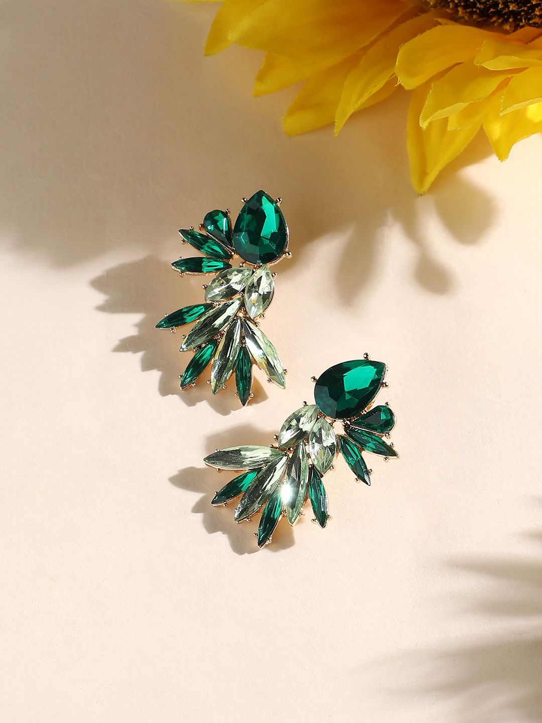 

SOHI Gold Plated Studs, Green