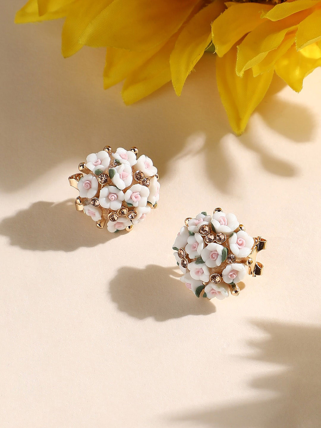 

SOHI Gold Plated Studs, White