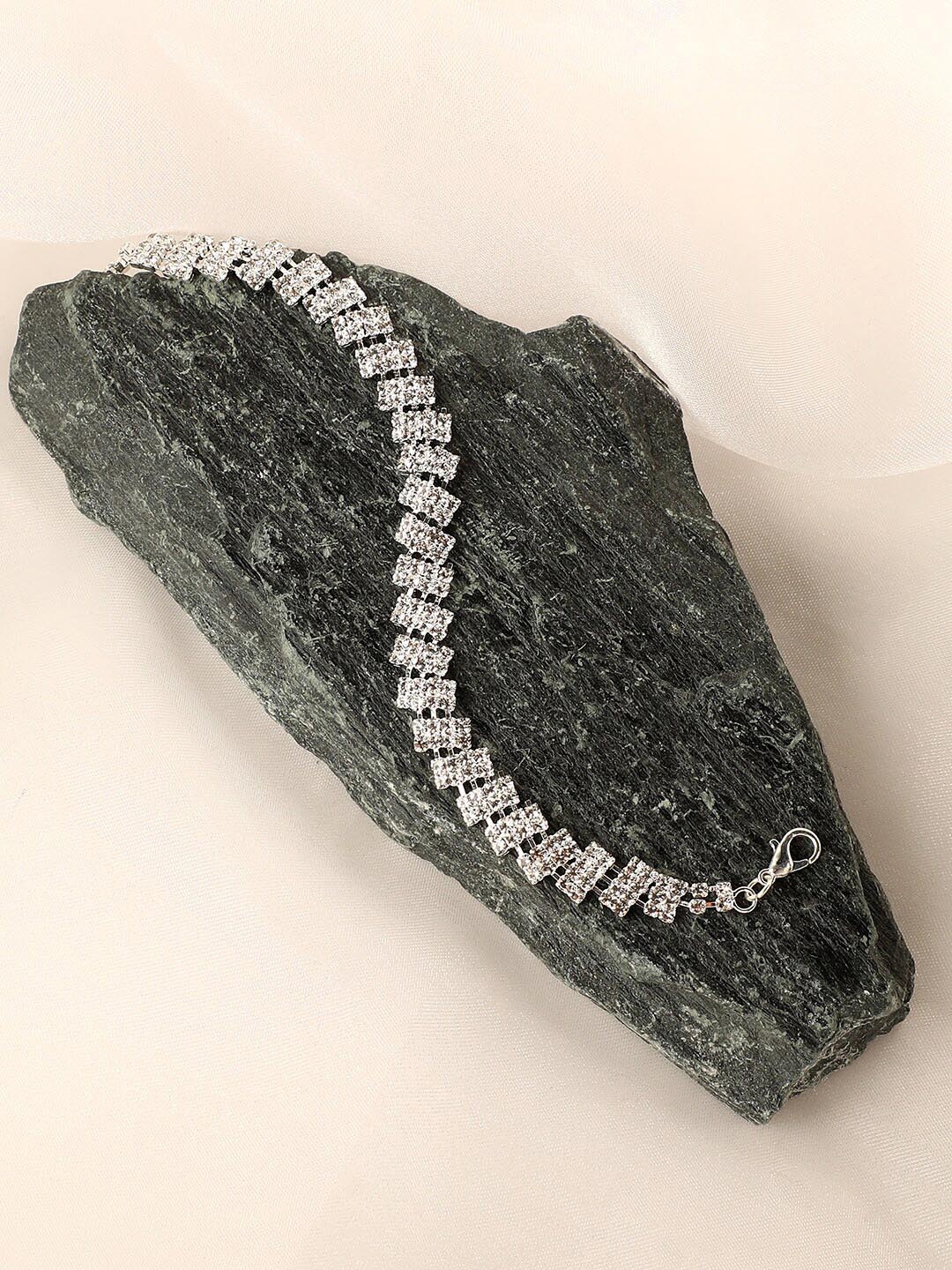 

SOHI Silver Plated Artificial Stones Wraparound Bracelet