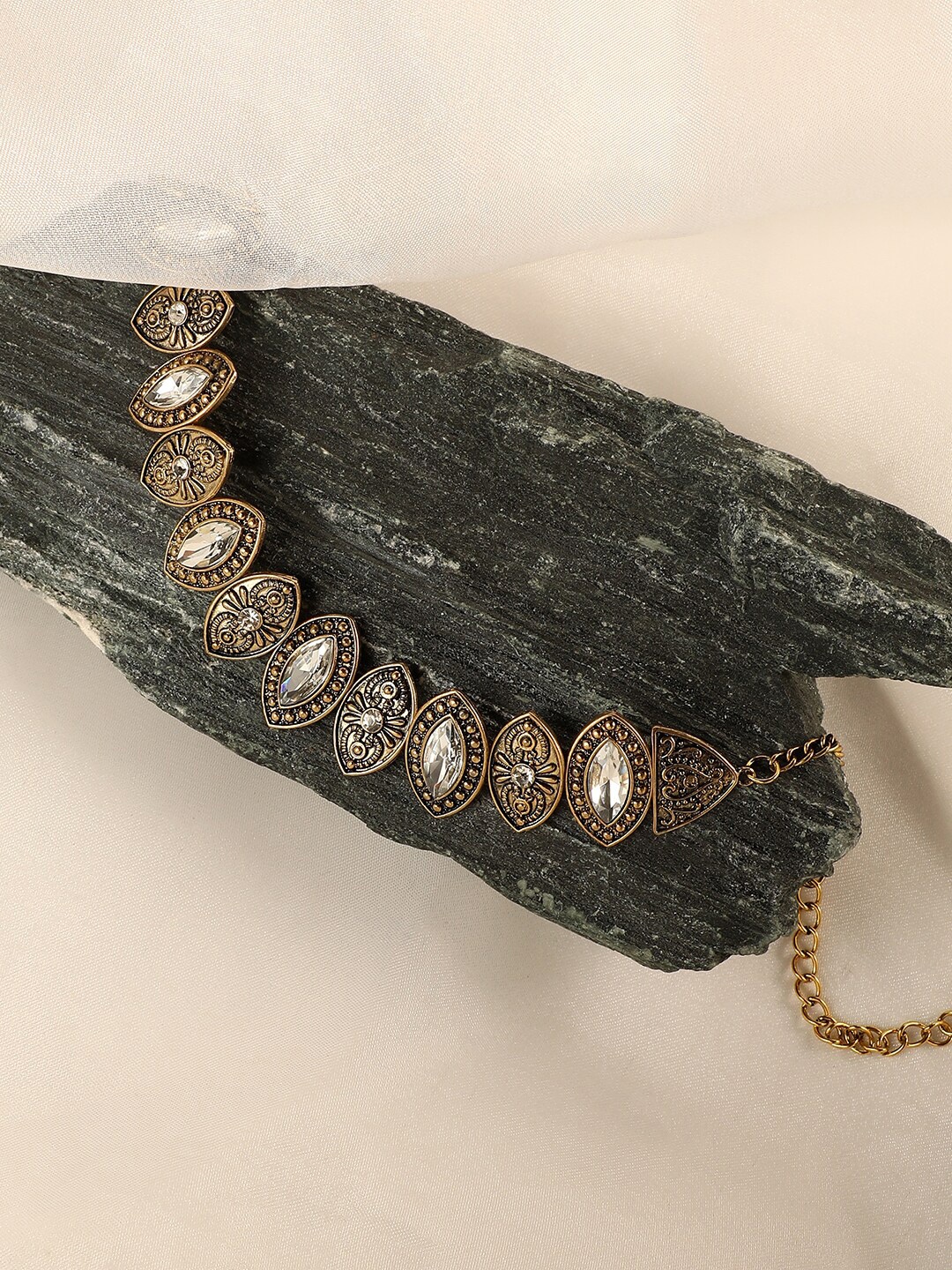 

SOHI Gold-Plated Stones Studded Choker Necklace