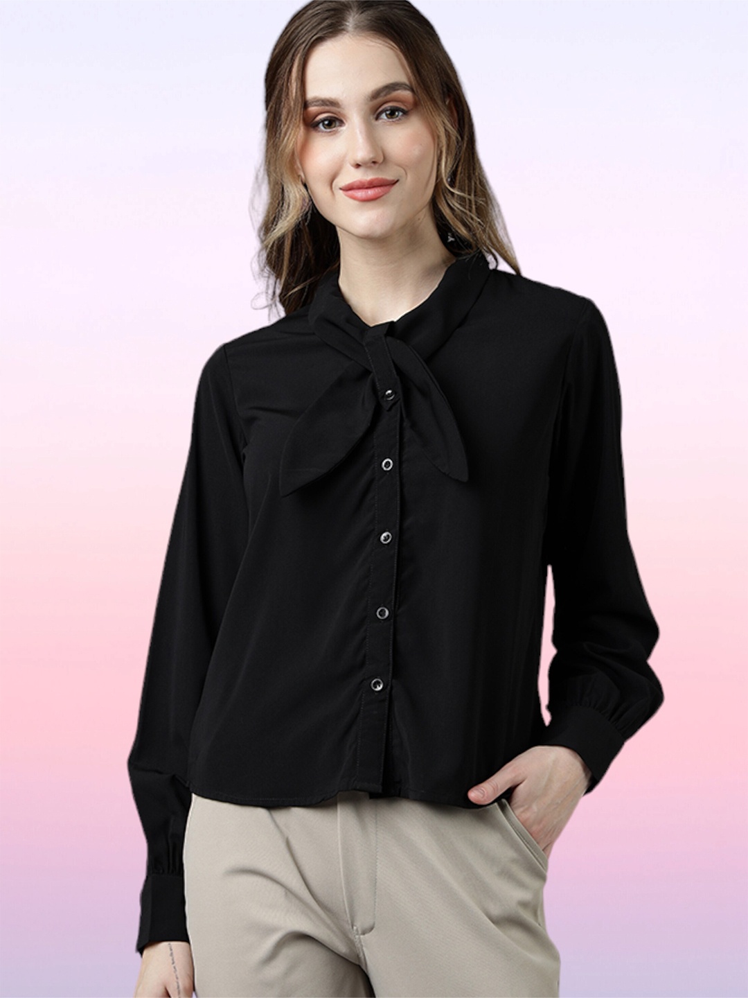 

FITHUB Opaque Formal Shirt, Black