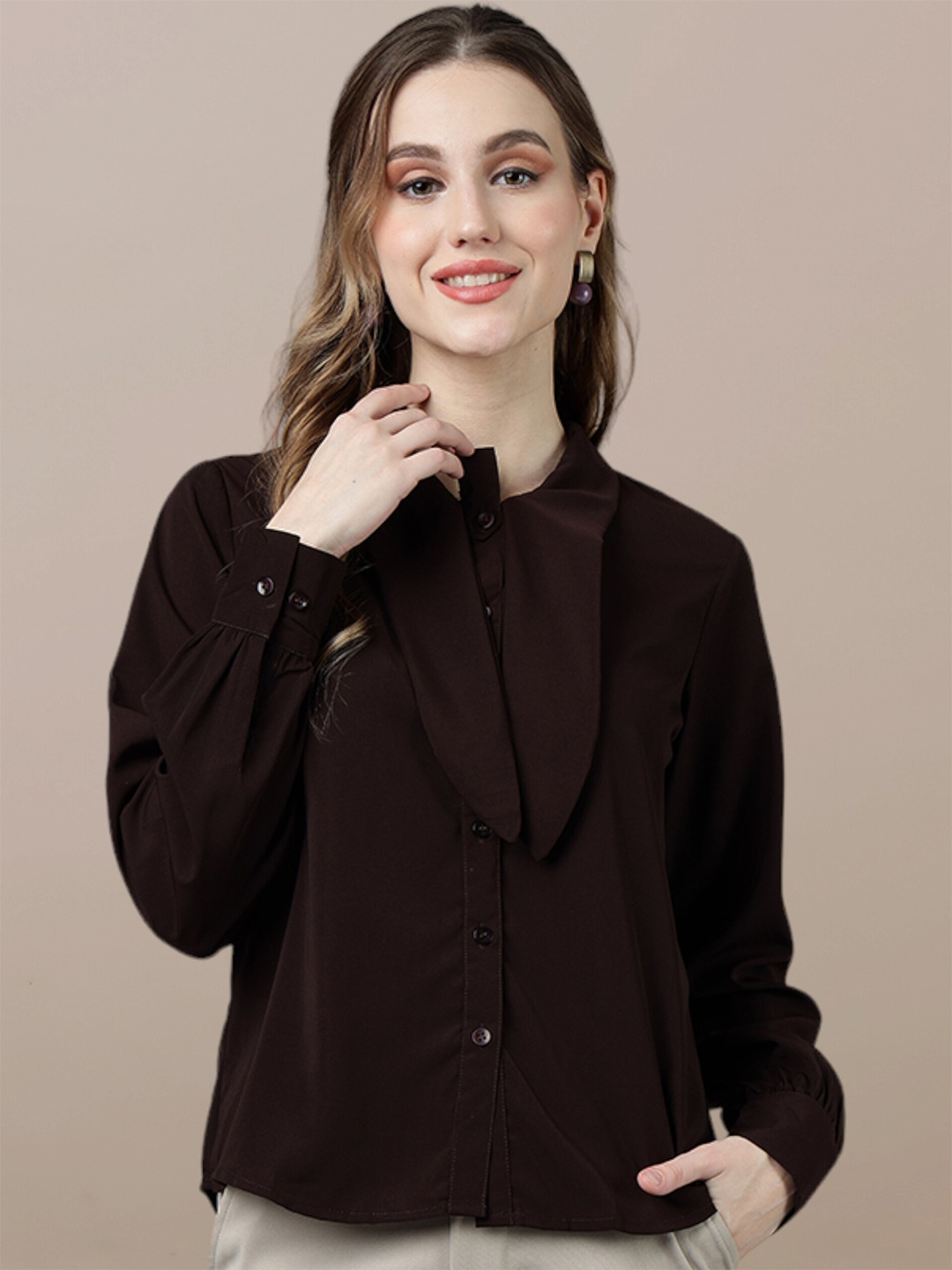 

FITHUB Regular Fit Formal Shirt, Coffee brown