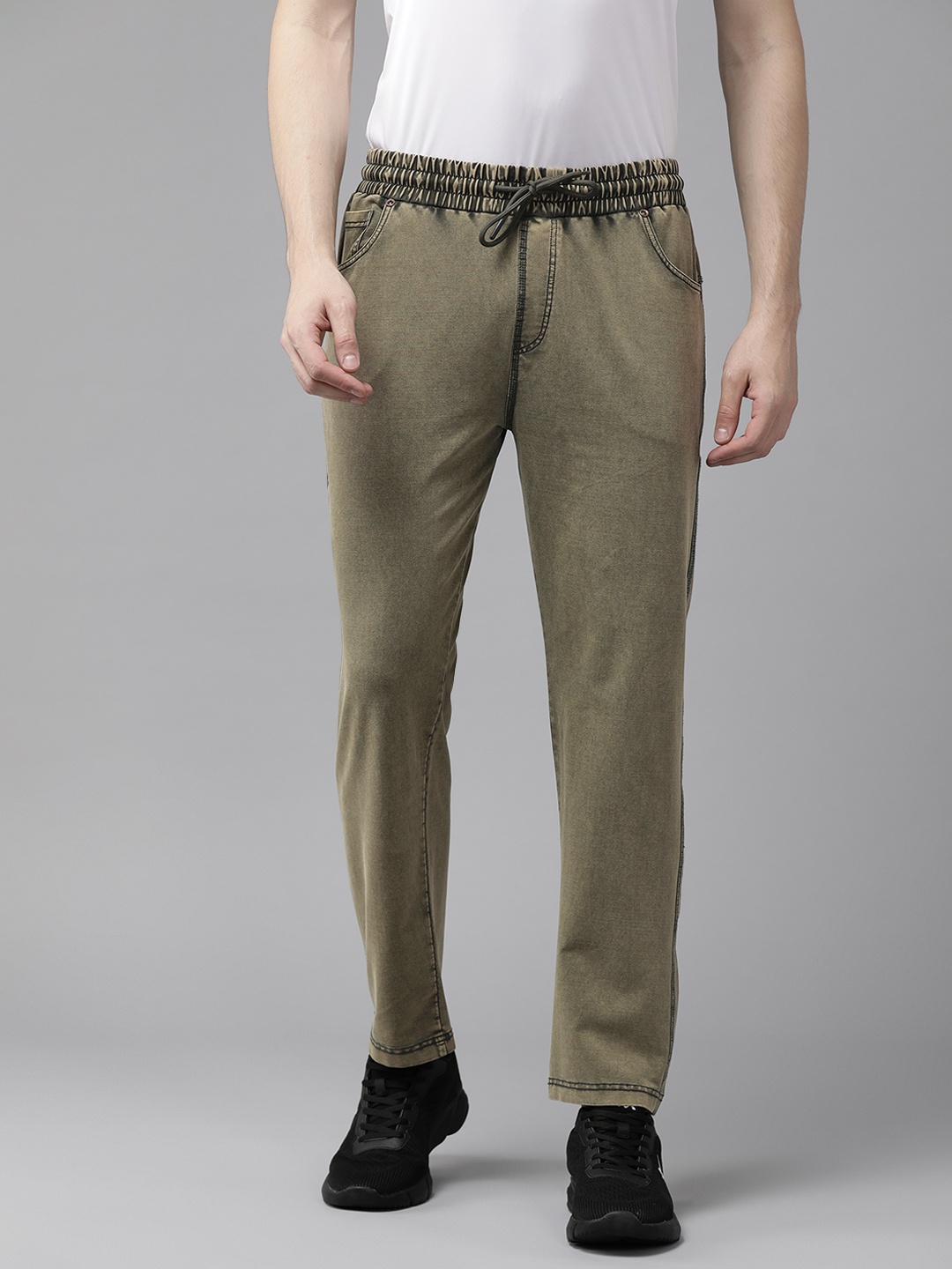 

PERFKT-U Men Solid Relaxed Fit Track Pants, Olive
