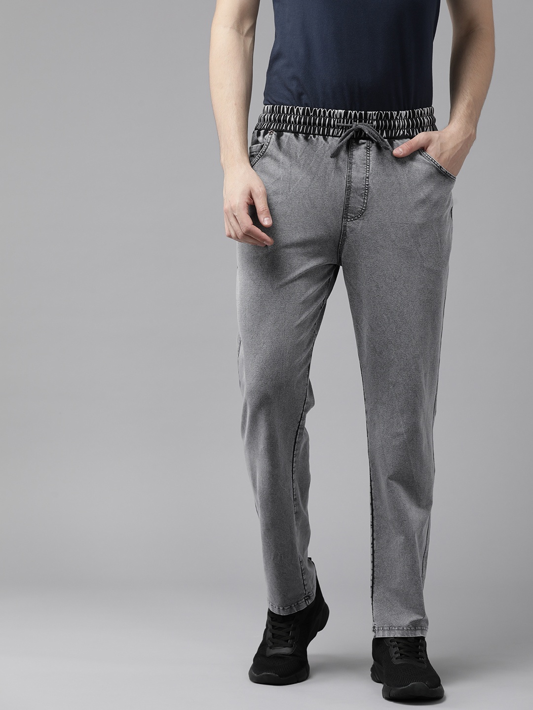 

PERFKT-U Men Solid Relaxed Fit Track Pants, Grey