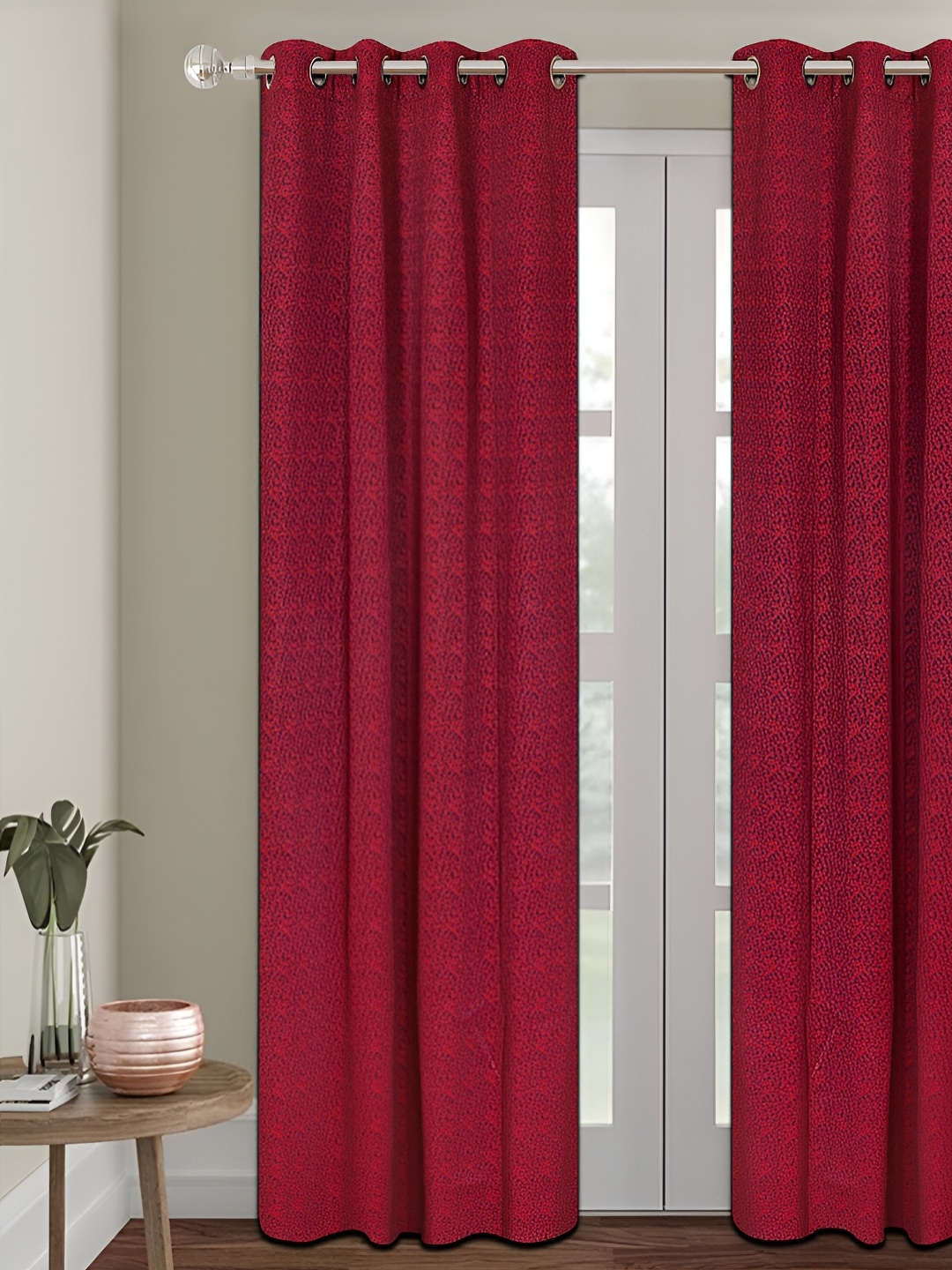 

Aura Maroon Abstract Room Darkening Door Curtain