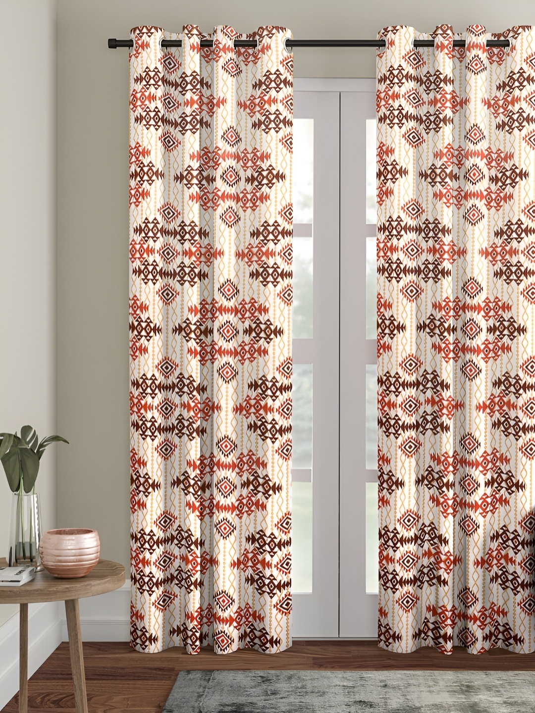 

Aura Cream Ethnic Motifs Room Darkening Door Curtain
