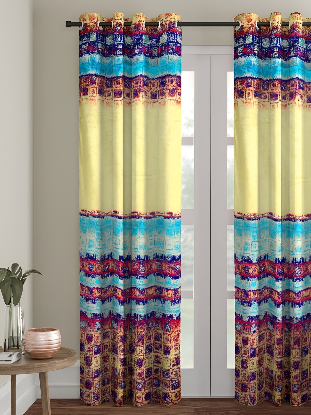 

Aura Yellow & Blue Abstract Room Darkening Door Curtain