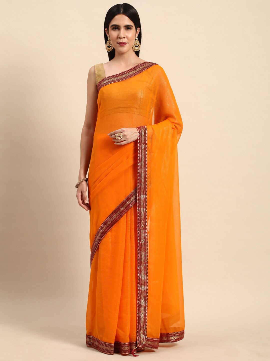 

HERE&NOW Pure Georgette Saree, Yellow