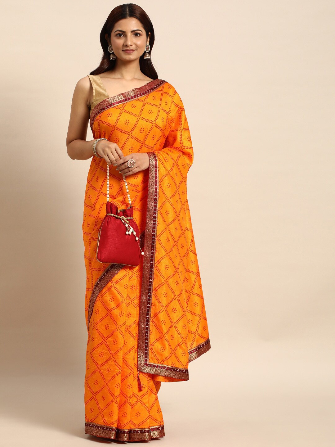 

HERE&NOW Geometric Printed Saree, Yellow