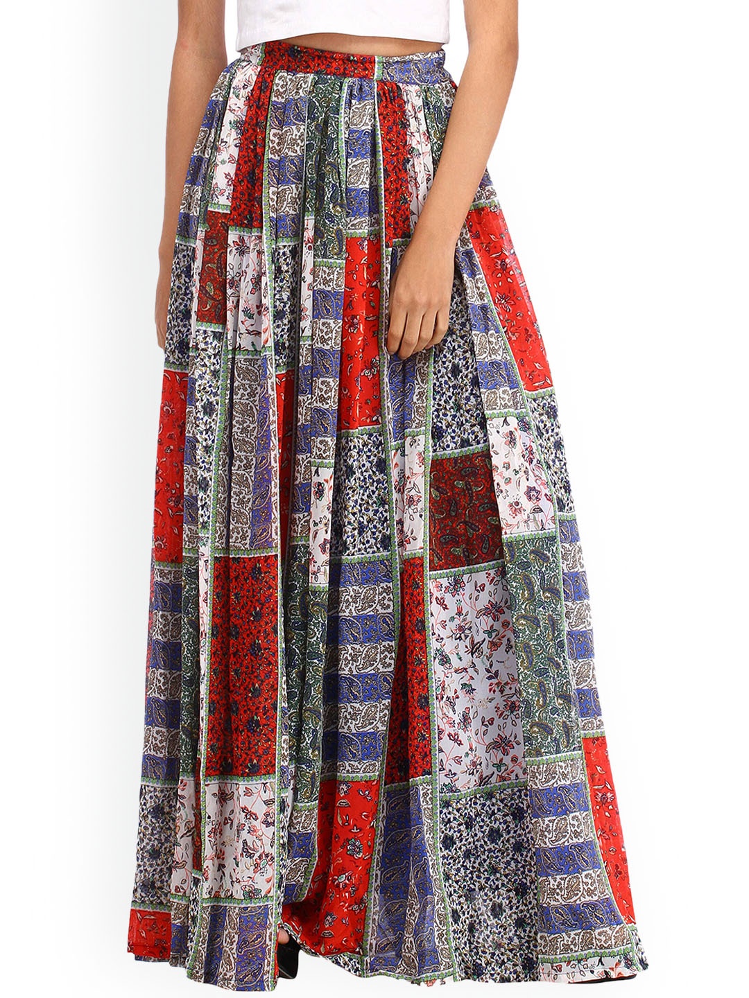 

MINOS Printed Cotton Flared Maxi Skirt, White