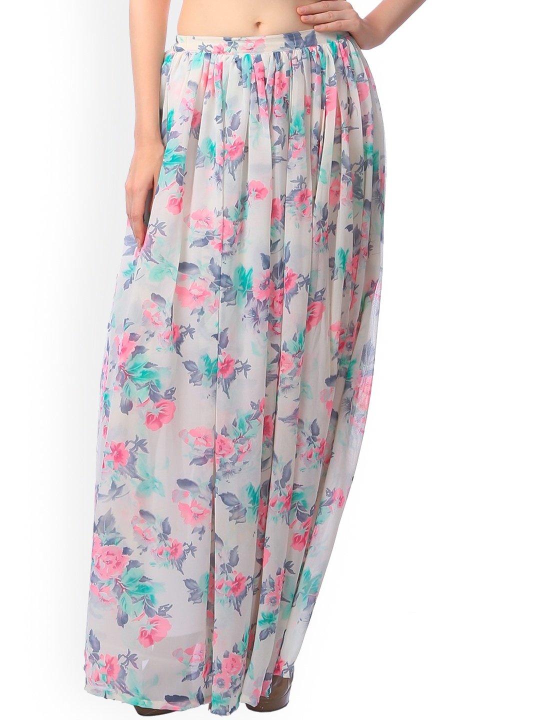 

MINOS Printed Cotton Flared Maxi Skirt, White