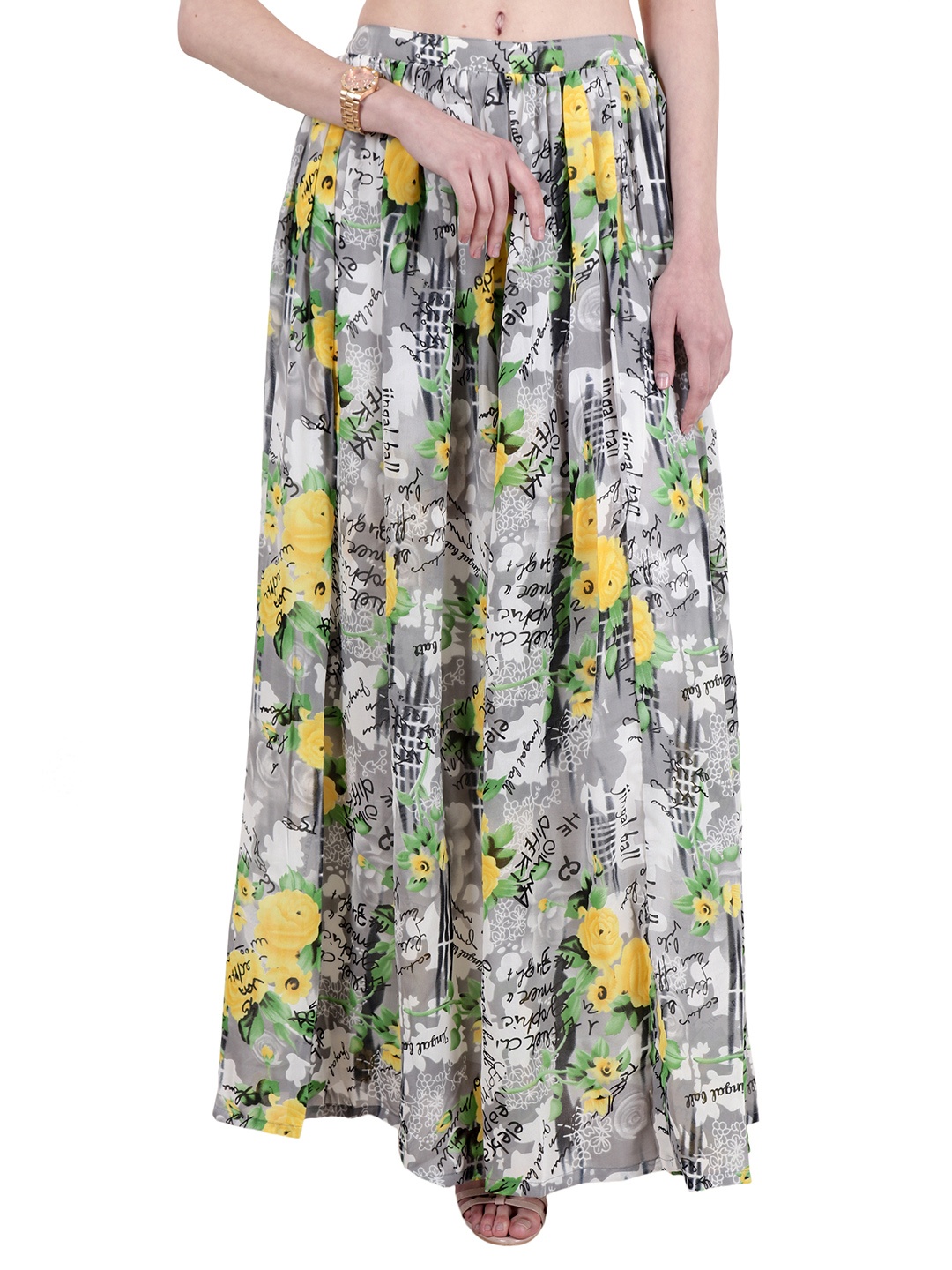 

MINOS Women Printed Flared Maxi Skirt, Grey