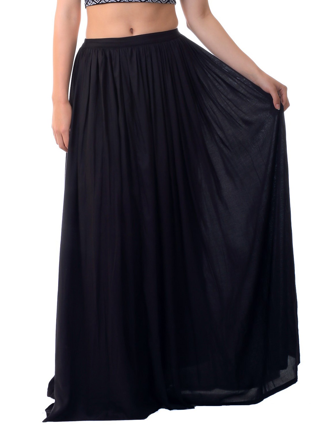 

MINOS Flared Long Skirt, Black