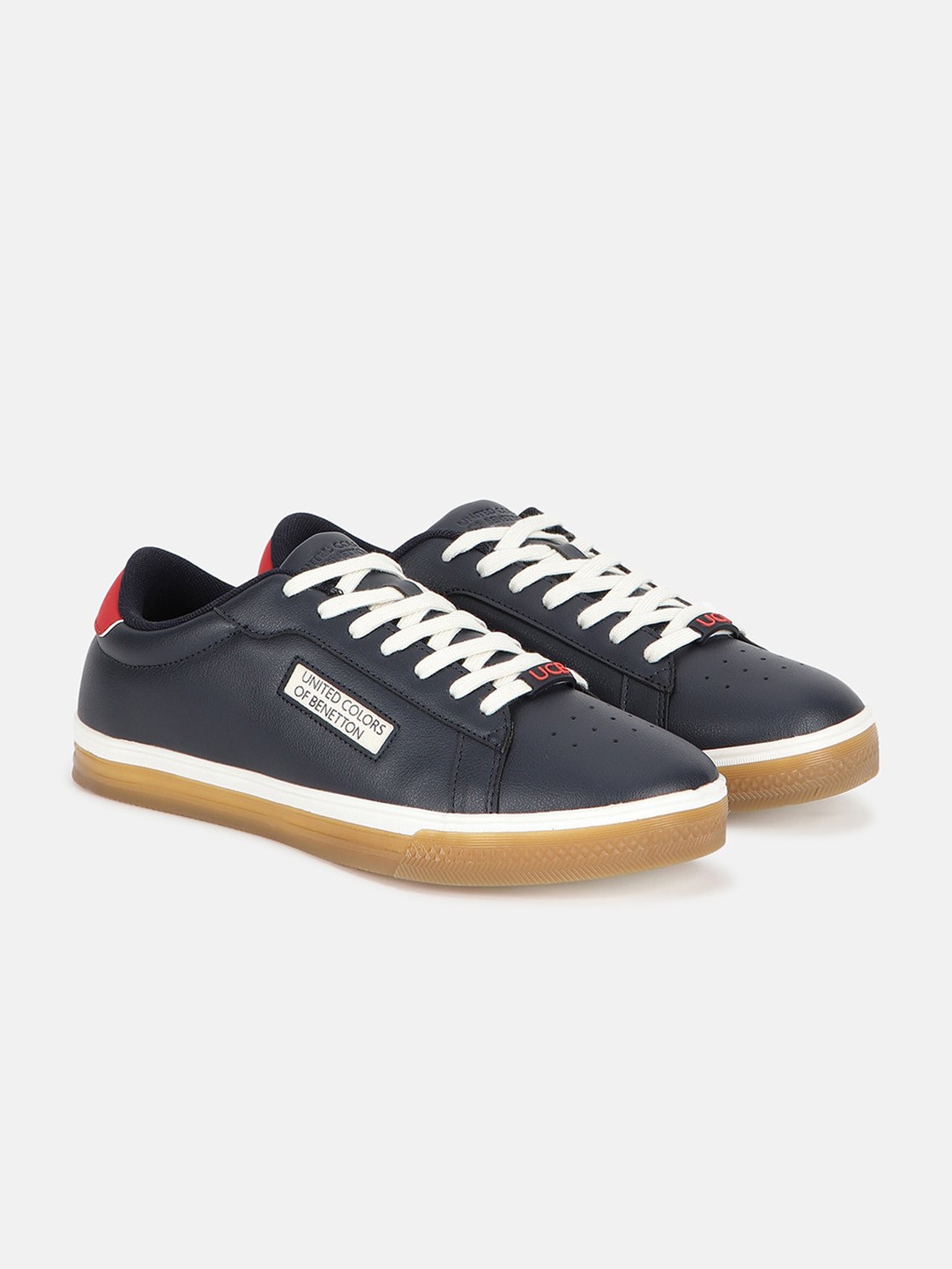 

United Colors of Benetton Men Comfort Insole Contrast Sole Lace-Up Sneakers, Blue