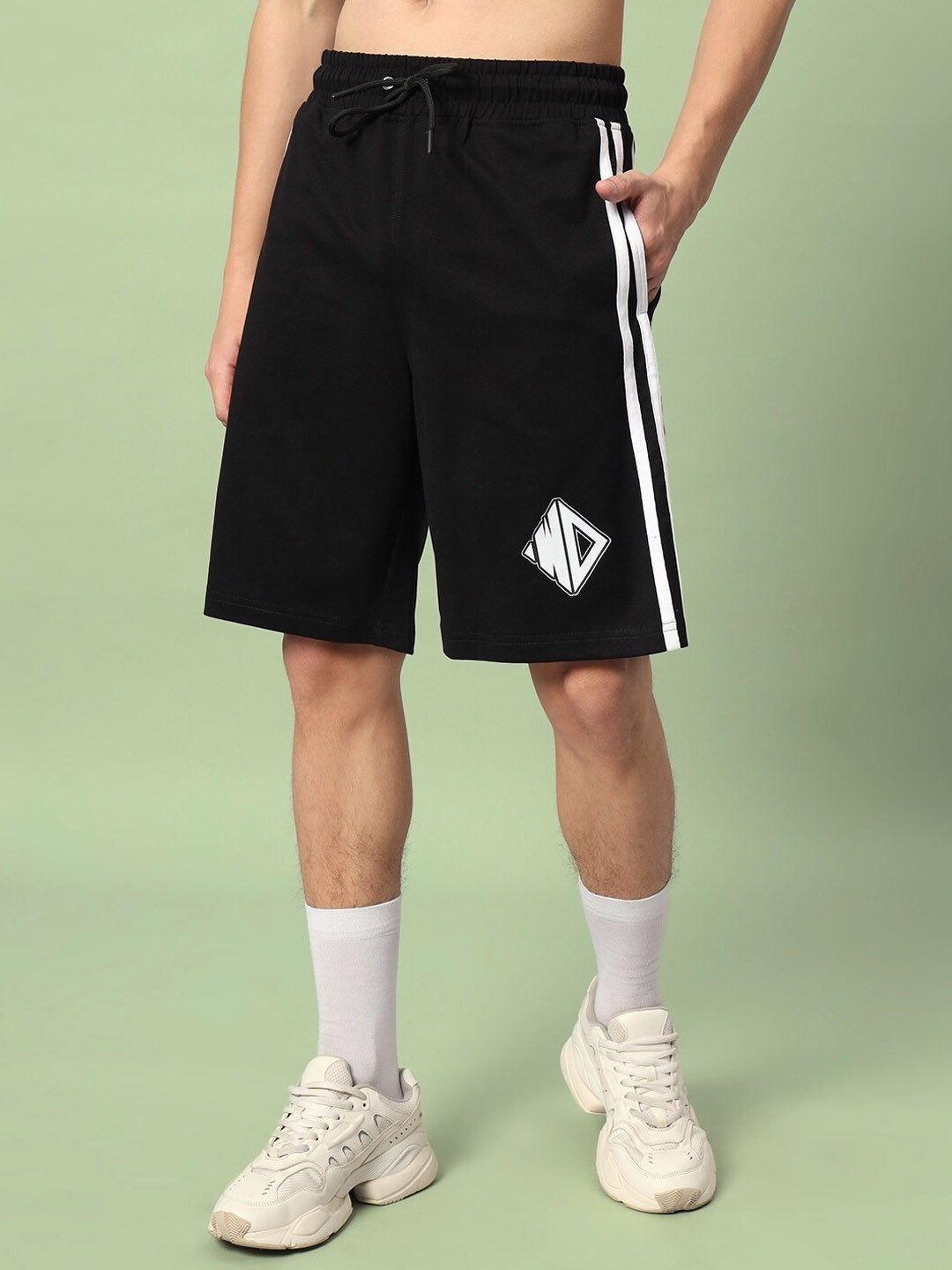 

WEARDUDS Men Premium Relaxed Fit Pure Cotton Sports Shorts, Black
