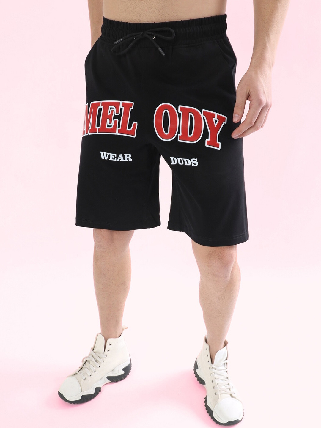 

WEARDUDS Men Melody Printed Relaxed Fit Pure Cotton Shorts, Black