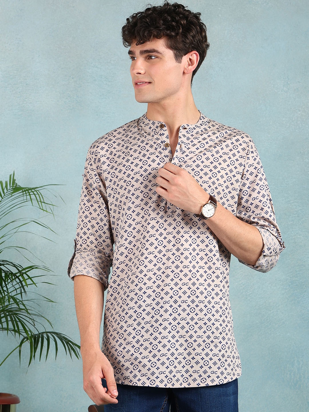

Ethnic Bay Ethnic Motifs Printed Cotton Strigth Kurta, Blue