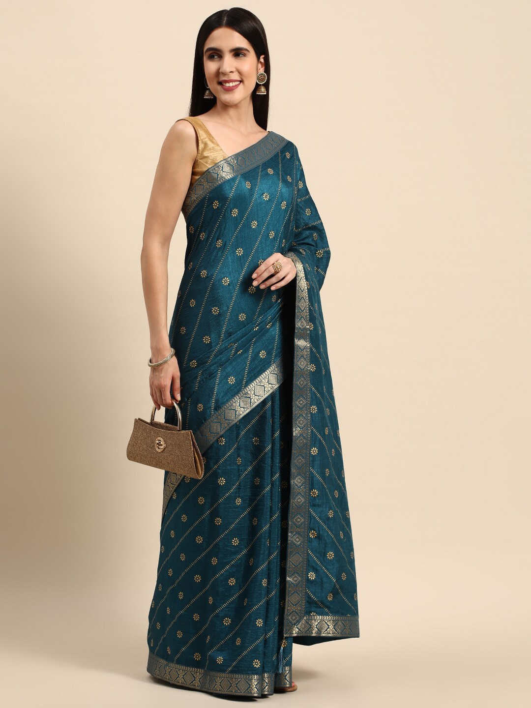 

HERE&NOW Floral Printed Saree, Blue