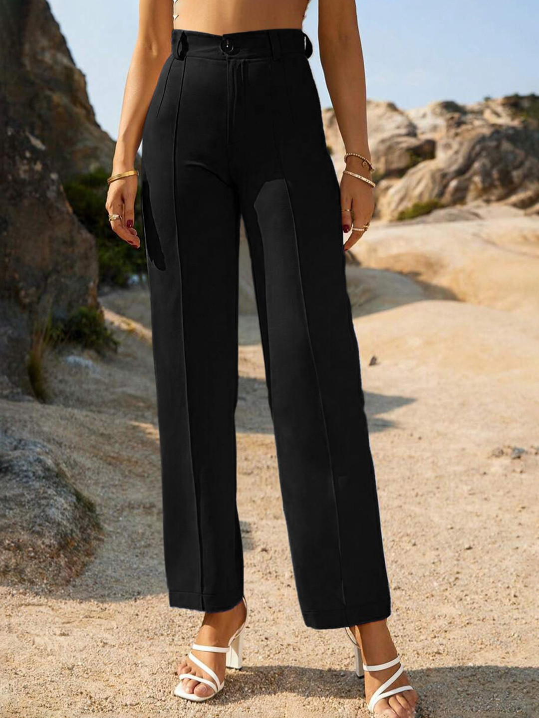 

Stylecast X Slyck Women Comfort Wrinkle Free Trousers, Black