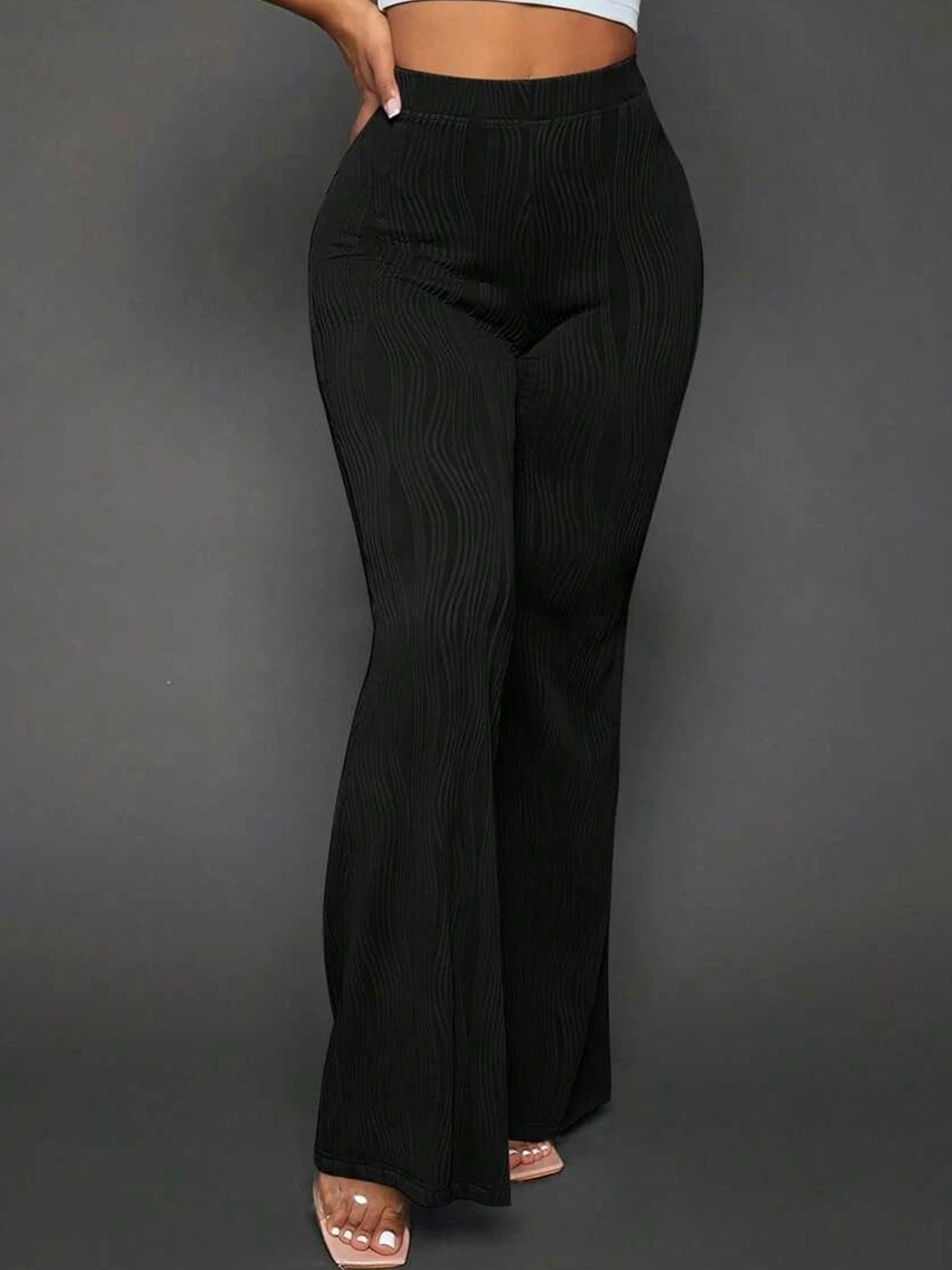

Stylecast X Slyck Women Comfort Flared Wrinkle Free Bootcut Trousers, Black