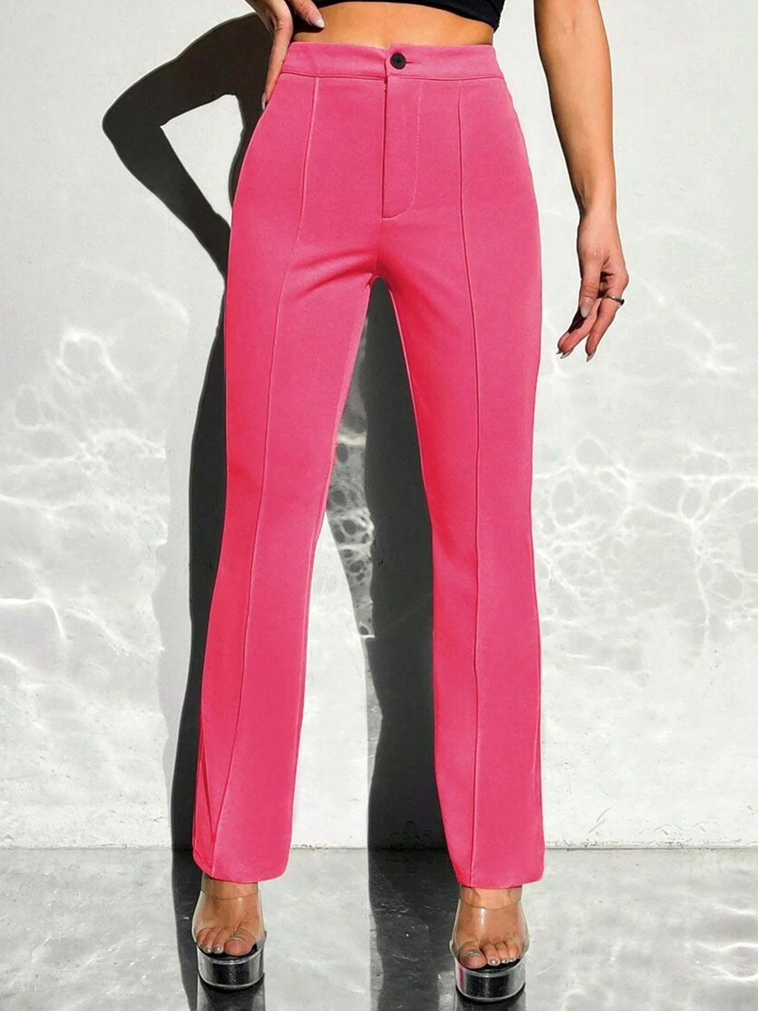 

Stylecast X Slyck Women Comfort Wrinkle Free Bootcut Trousers, Pink
