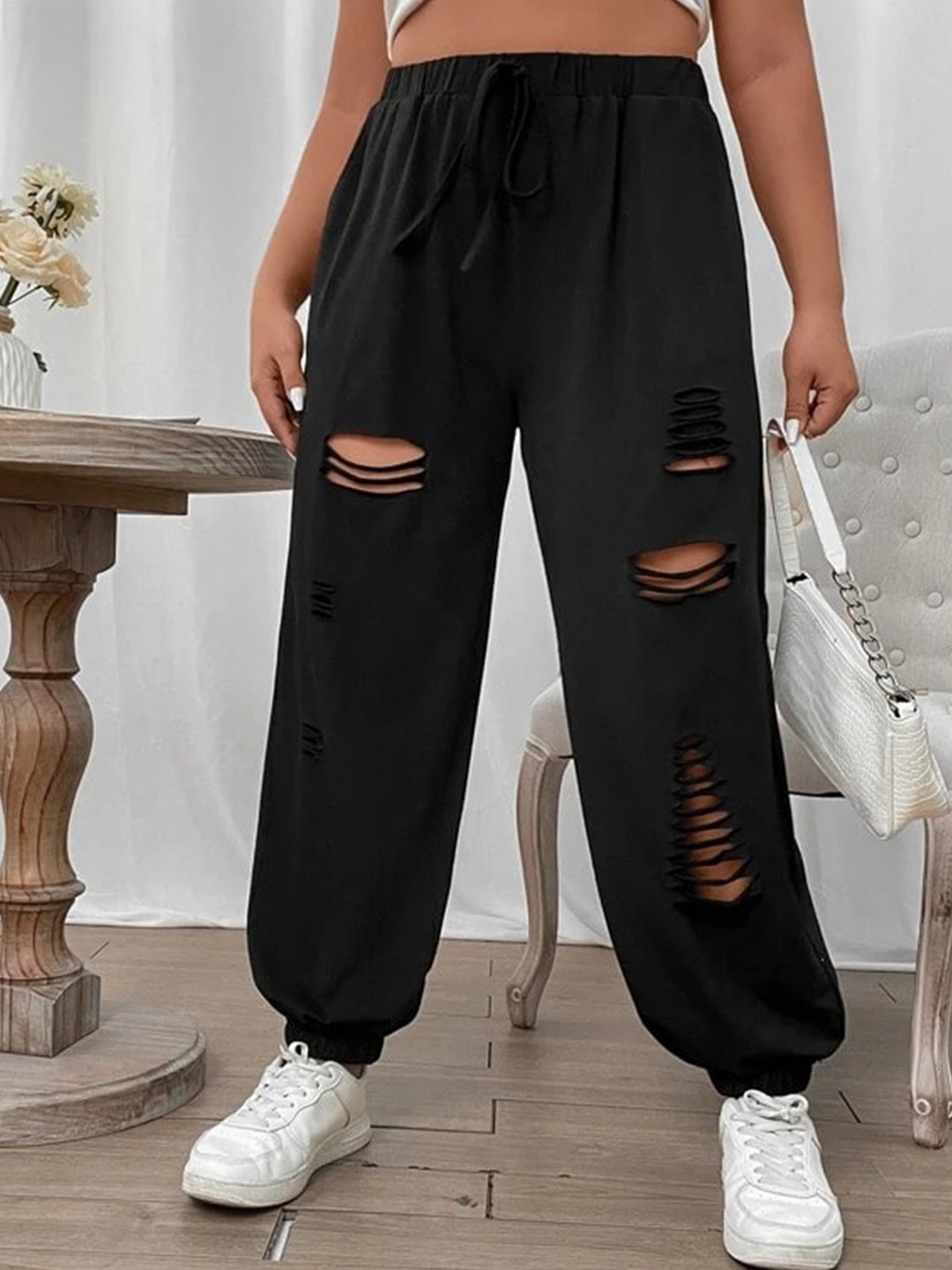 

Stylecast X Slyck Women Comfort Wrinkle Free Joggers Trouser, Black