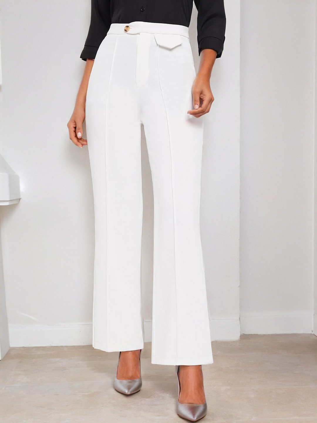 

Stylecast X Slyck Women Comfort Wrinkle Free Parallel Trouser, White