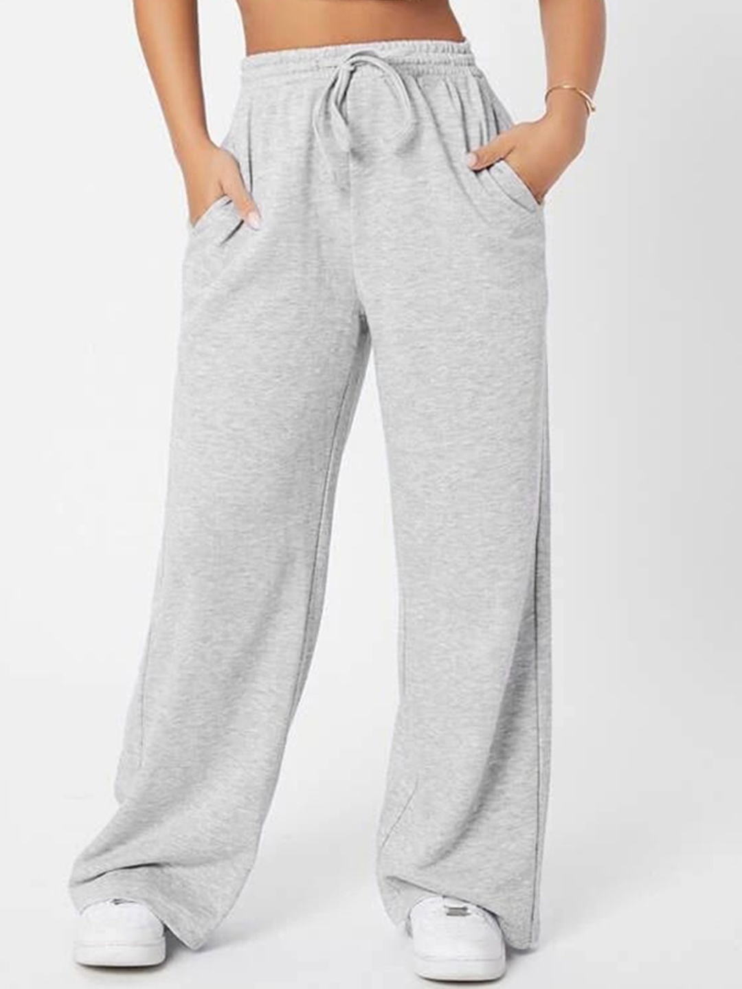 

Stylecast X Slyck Women Wrinkle Free Pure Cotton Parallel Track Pant, Grey