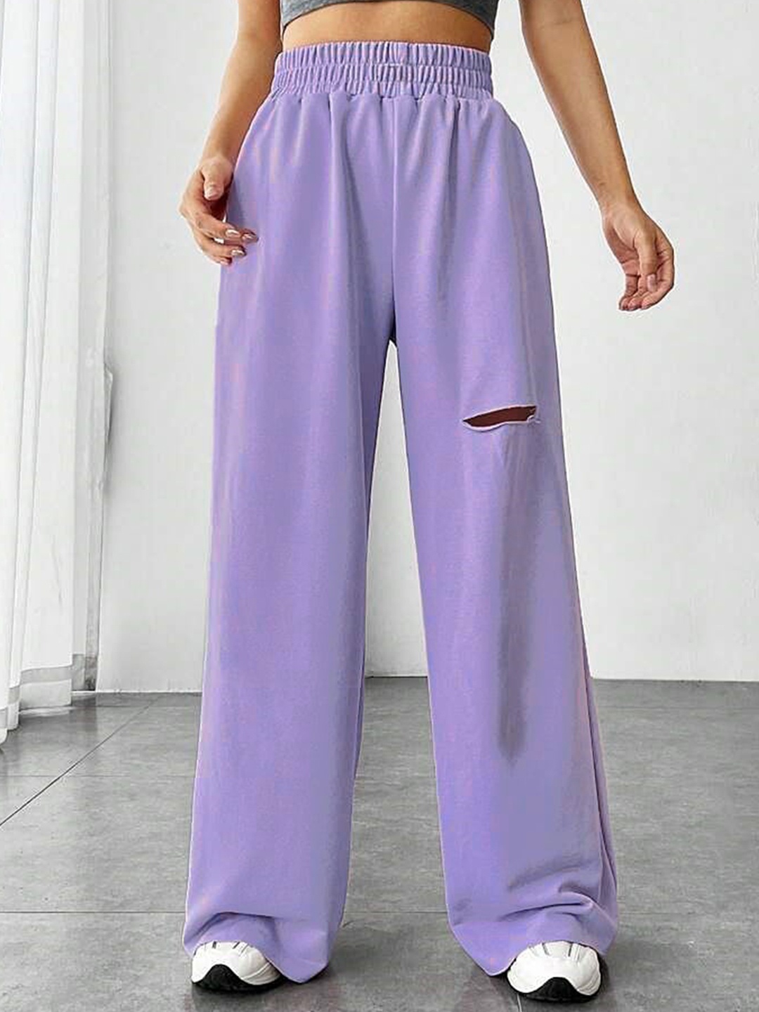 

Stylecast X Slyck Women Wrinkle Free Comfort Parallel Track Pant, Lavender