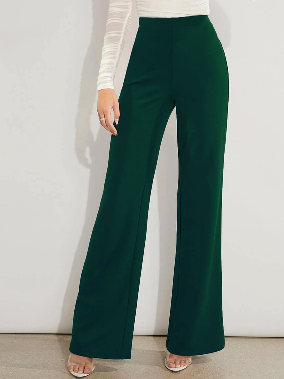 

Stylecast X Slyck Women Comfort Wrinkle Free Parallel Trousers, Green