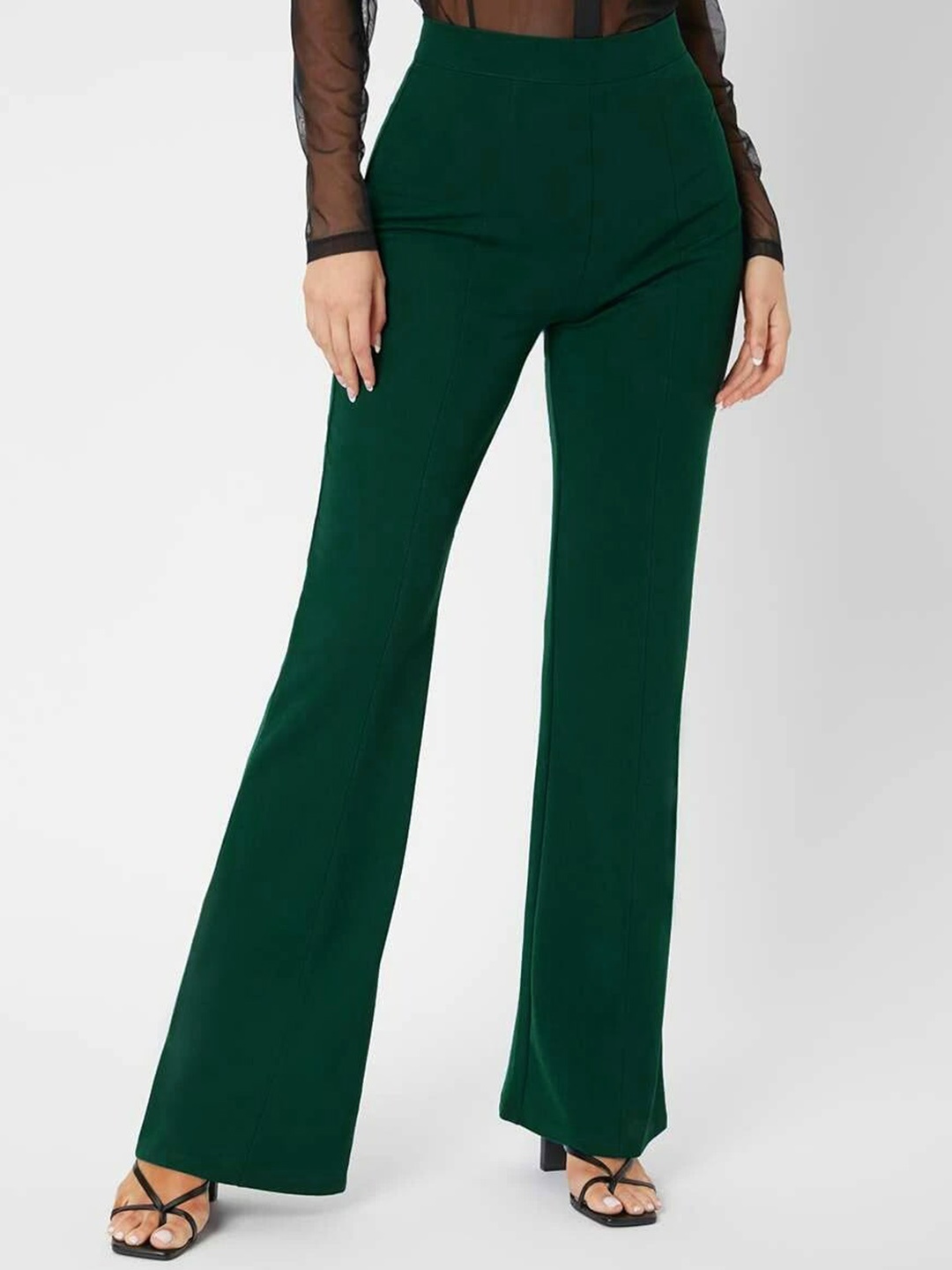 

Stylecast X Slyck Women Comfort Wrinkle Free Parallel Trousers, Green