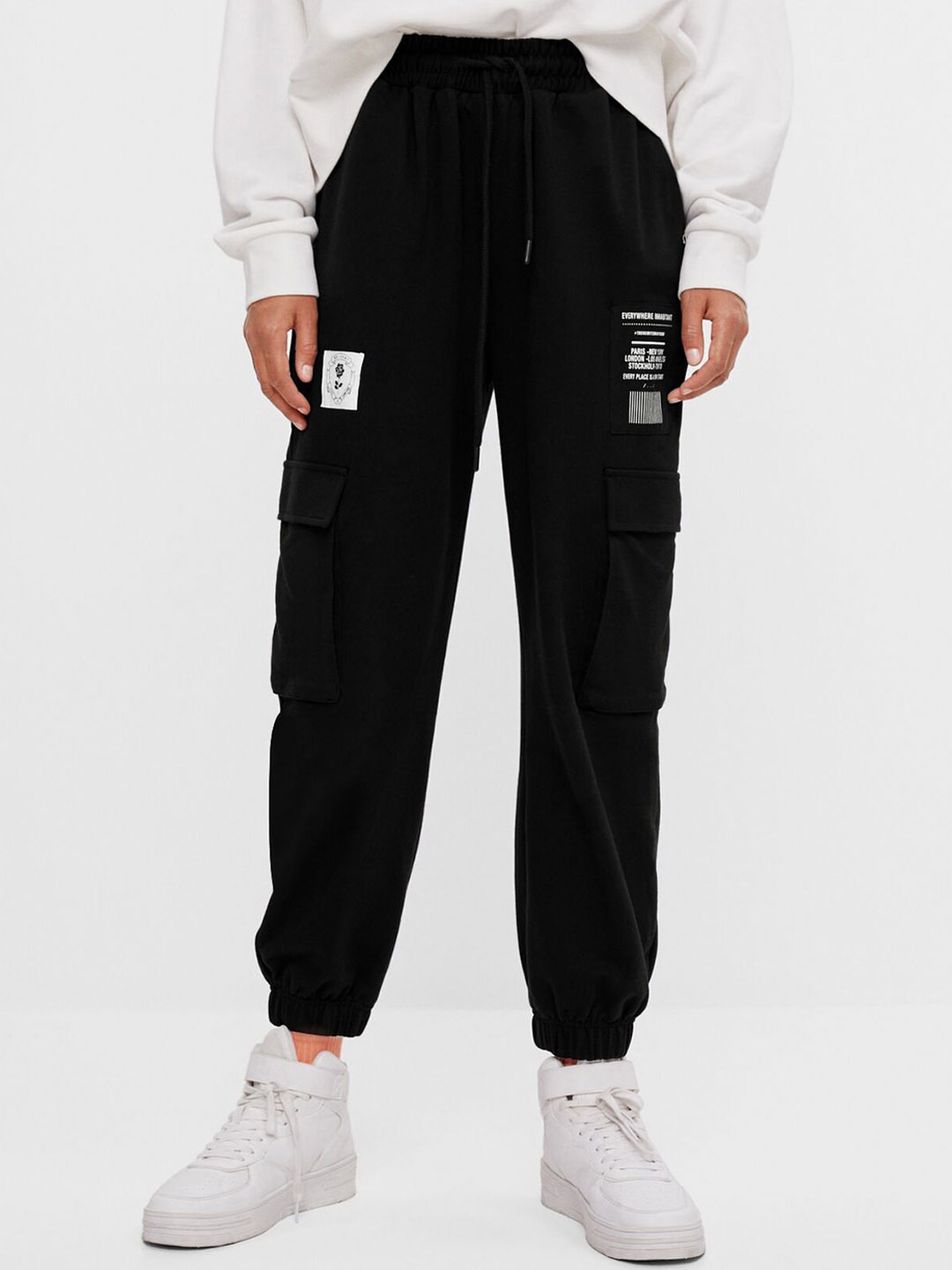 

Stylecast X Slyck Women Comfort Fit Pure Cotton Wrinkle Free Joggers, Black